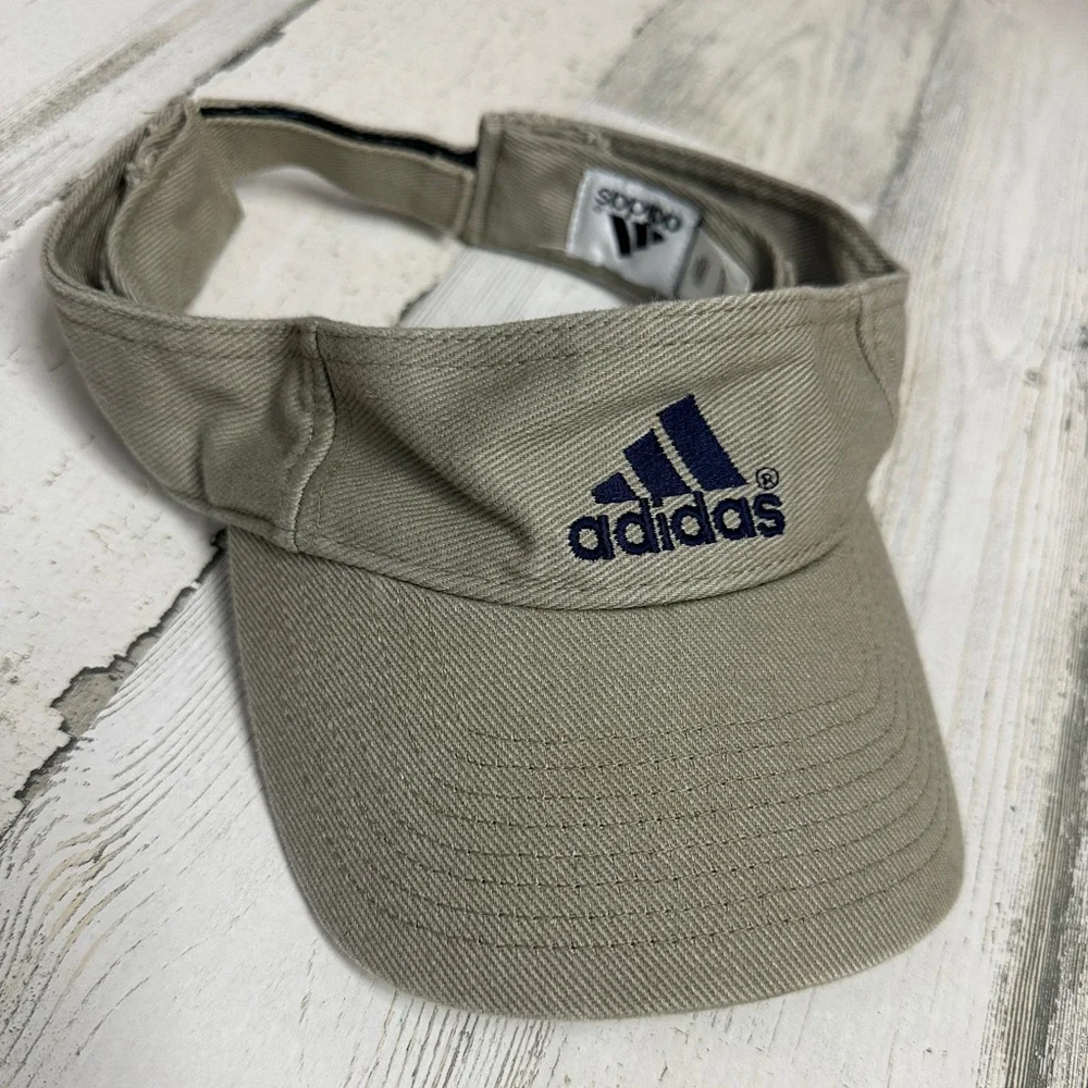 Adidas Tan Navy Embroidered‎ Visor Strapback Golf Hat Womens Adjustable